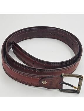Men's Leather Belt Verra Pelle Italy Brown Brass Buckle Rugged XL READ